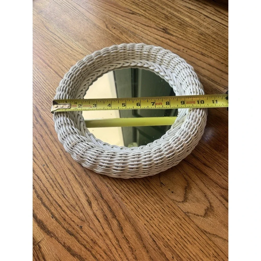 Vintage Wicker Round Wall Mirror | Coastal Cottagecore Boho Decor